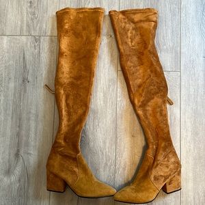 Tan suede over the knee boots, size 39 (fit like size 8).